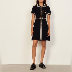 Sandro Paris Contrast-Trim Knit Dress